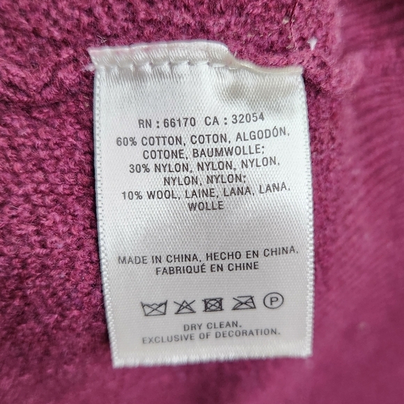 Anthropologie Field Flower Pearled Bow Beaded Sweater Wool Blend Burgundy Sz Med - Picture 11 of 12